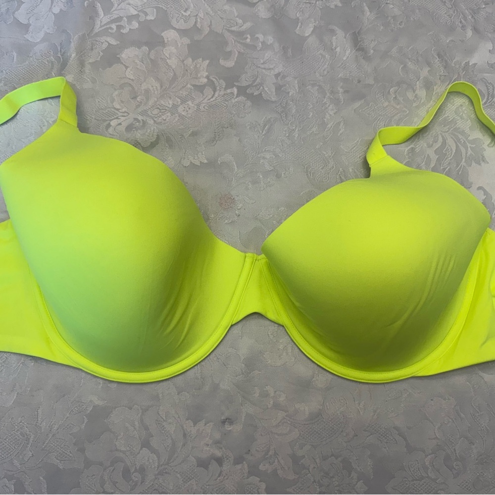 Skims 46DDD Bra Seamless T Shirt Underwire Neon Green Highlighter Rare - Picture 4 of 9